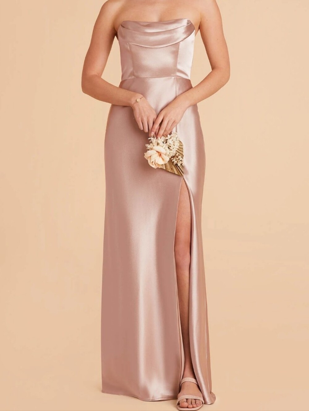 Birdy Grey Mia Shiny Satin Dress in the shade Rose Gold